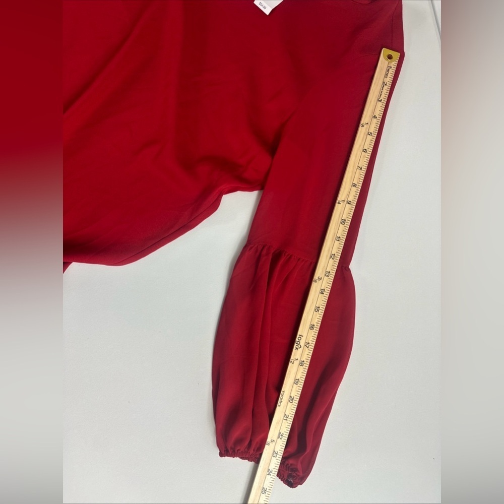 NWT Ann Taylor Red Blouse Women’s Sz XL Long Balloon Sleeve Pullover Top Career - Picture 4 of 9